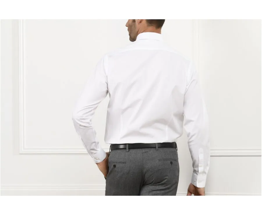 WHITE POPLIN COTTON SHIRT  ITALIAN COLLAR  LUDOVICO CLASSIC