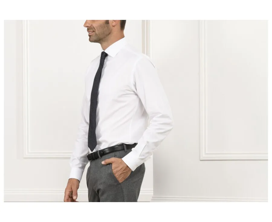 WHITE POPLIN COTTON SHIRT  ITALIAN COLLAR  LUDOVICO CLASSIC