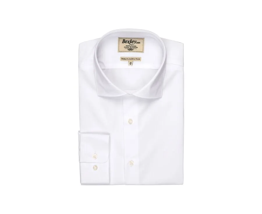WHITE POPLIN COTTON SHIRT  ITALIAN COLLAR  LUDOVICO CLASSIC