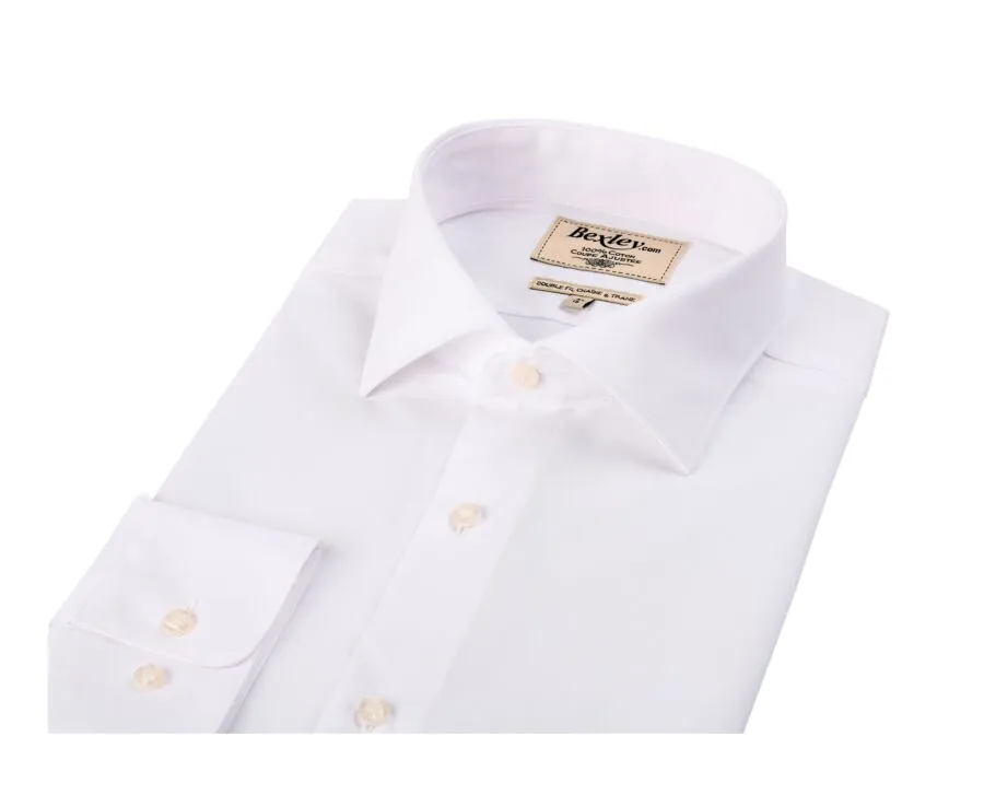 WHITE POPLIN COTTON SHIRT  ITALIAN COLLAR  LUDOVICO CLASSIC
