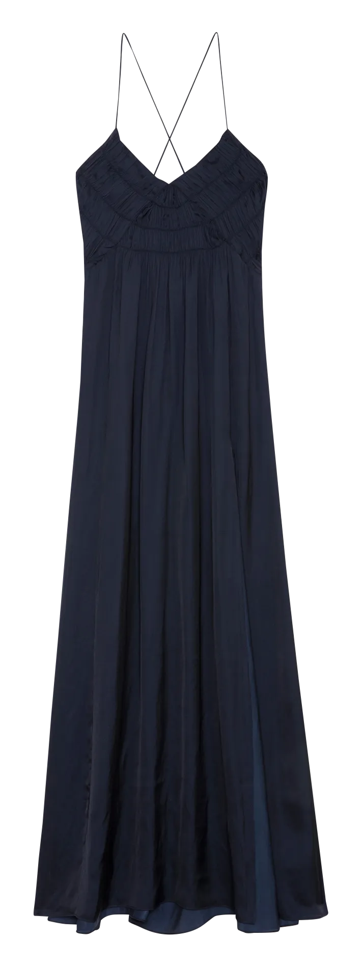 ZADIG&VOLTAIRE RAYONNE  VESTIDO LARGO DE TIRANTES CON CUELLO DE PICO EN AZUL