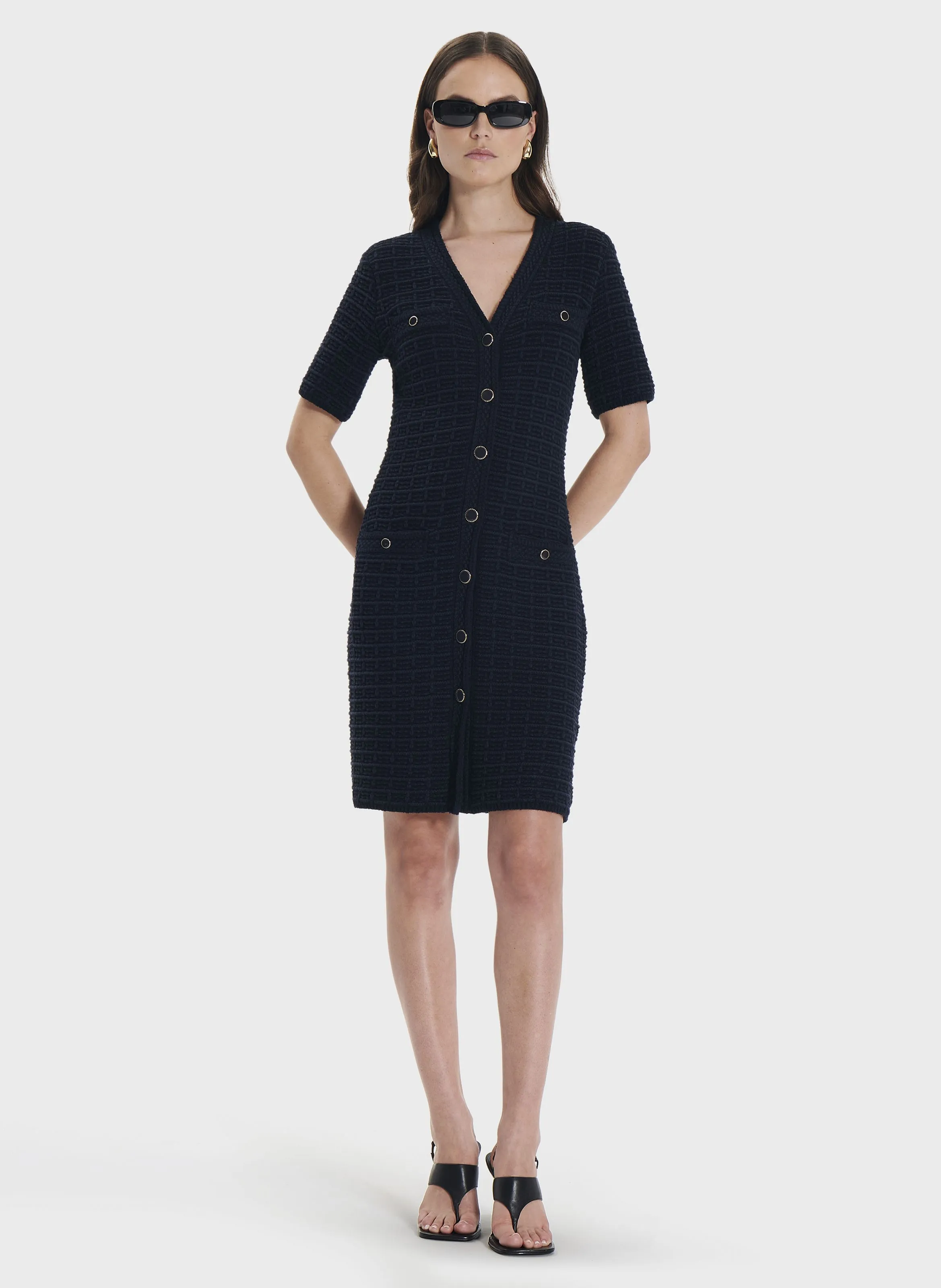 ZAPA RISMANA  VESTIDO CORTO DE TWEED DE ALGODóN MEZCLADO EN AZUL