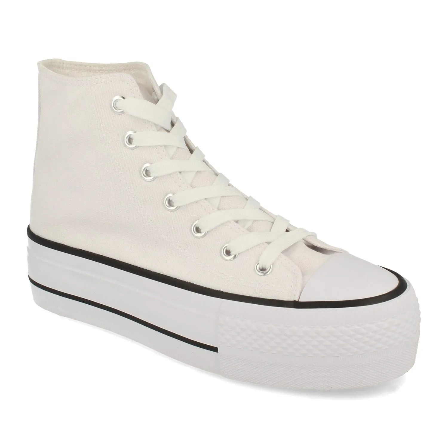 Zapatilla altas de lona mujer color blanco