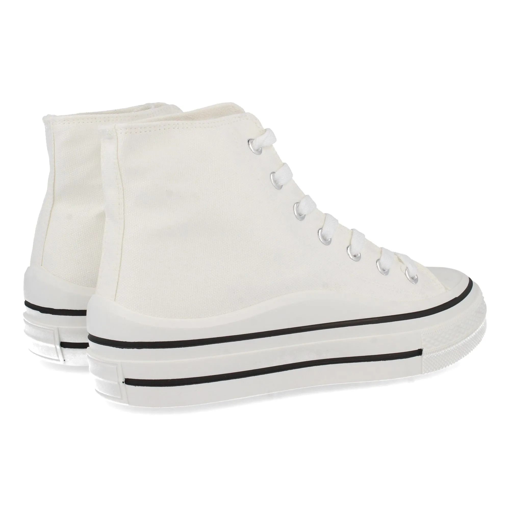 Zapatillas altas lona mujer color blanco