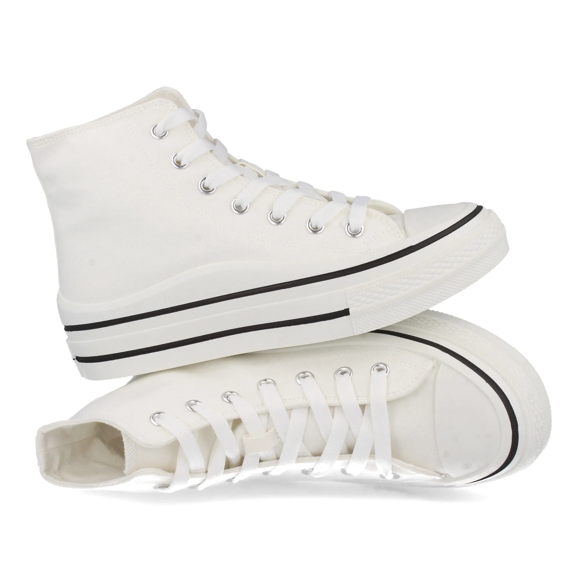 Zapatillas altas lona mujer color blanco