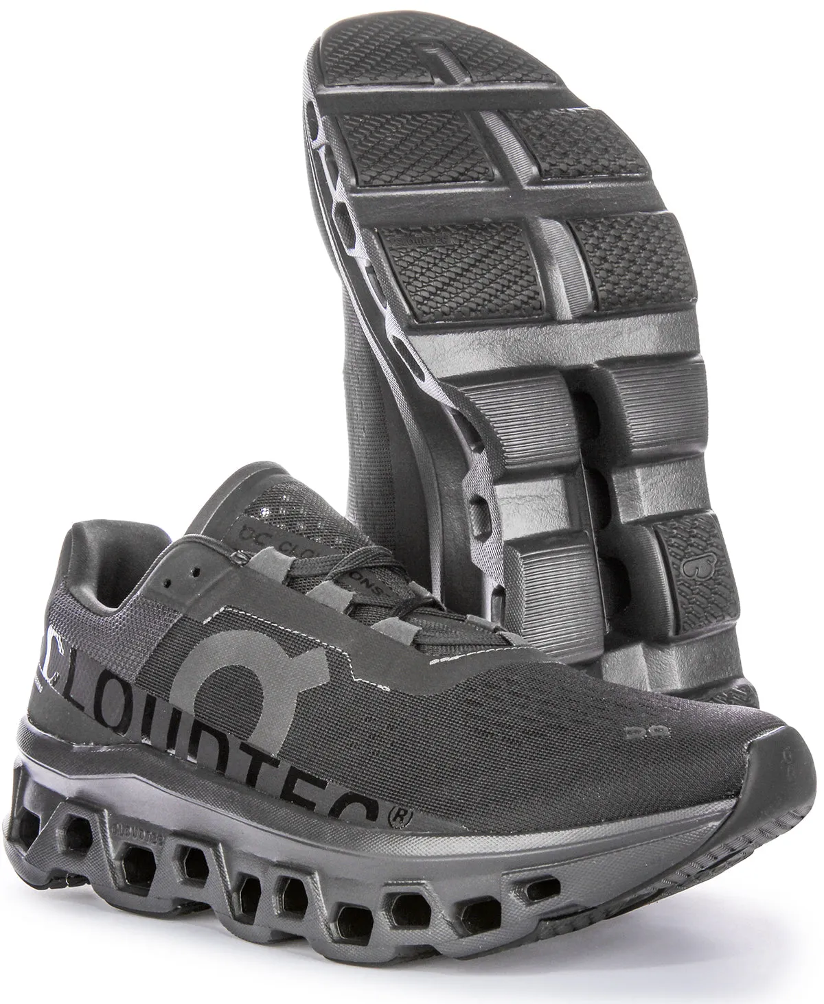 Zapatillas icónicas de Cloudtec Bounce de On Running Cloudmonster para hombres en blanco y negro