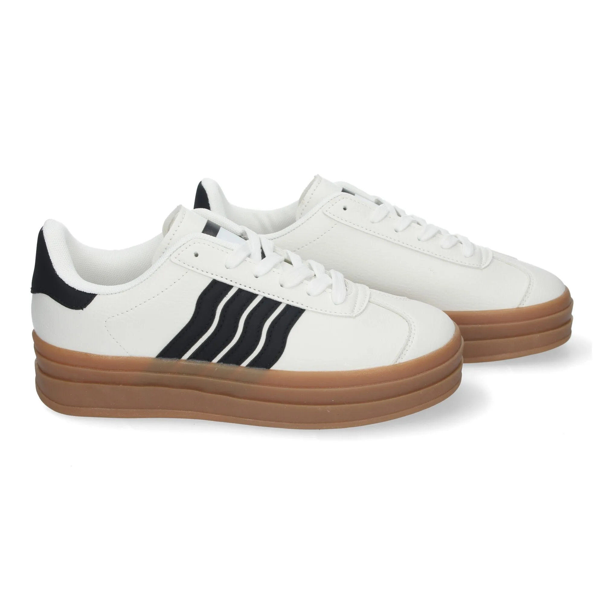 Zapatillas planas cómodas con plataforma para mujer blanco RA90059